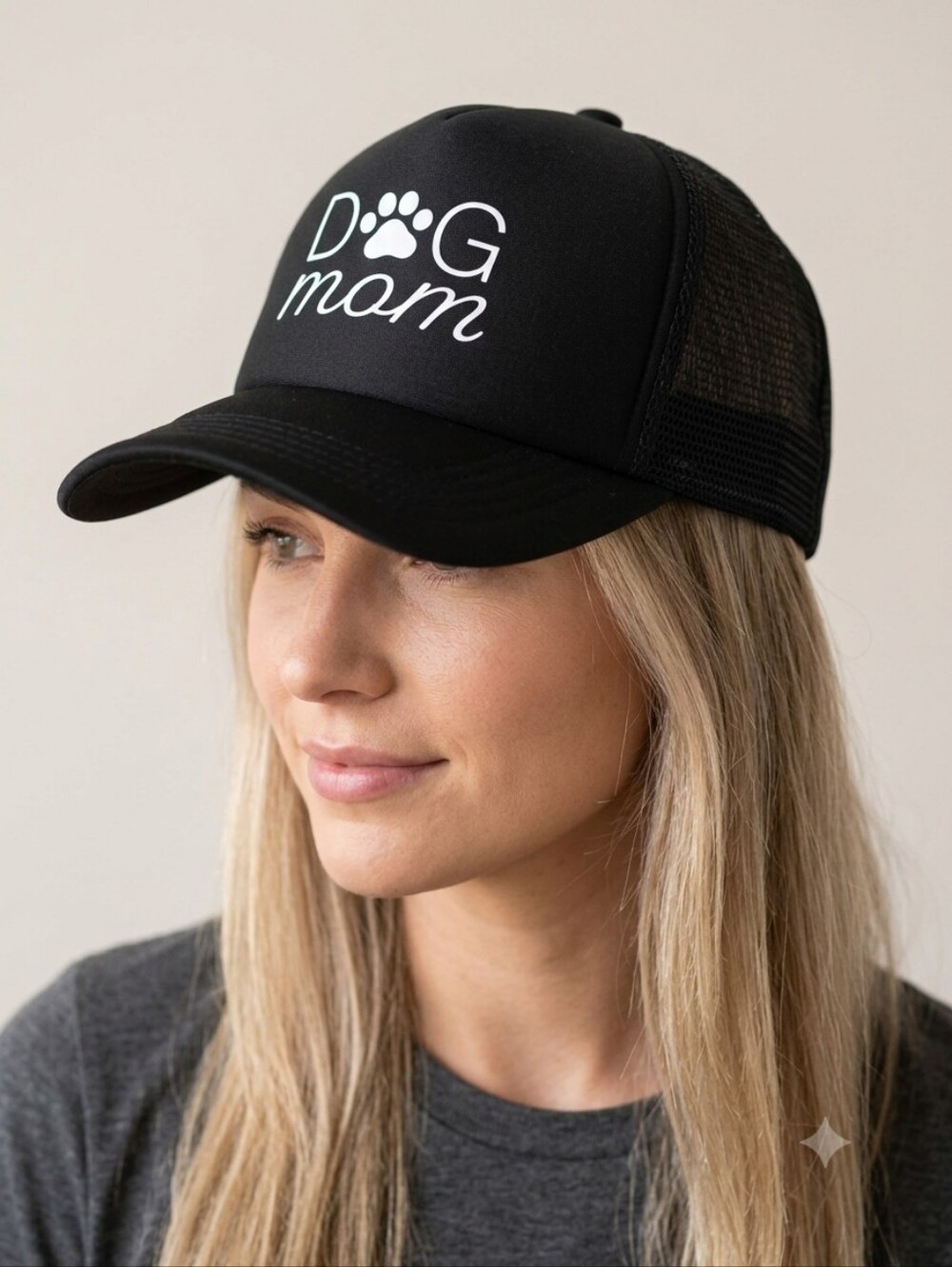 Black and White "Dog Mom" Mesh Snapback Trucker Hat- NWOT